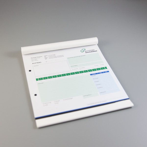 Gestaltung von Auftragsblocks für ein Dentallabor