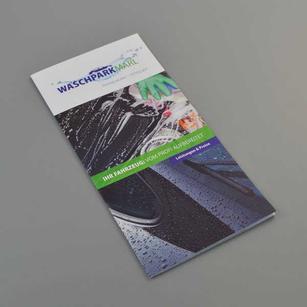 Entwicklung eines Flyers für den Waschpark Marl