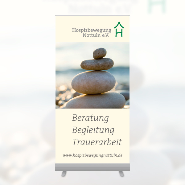 Gestaltung eines Roll-ups für eine Hospizeinrichtung