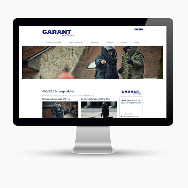 Websiteerstellung für einen Schutzprodukteanbieter